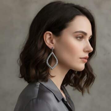 Pendientes de novia hoja zirconitas grises - Imagen 3