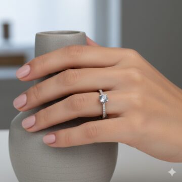 Anillo de Compromiso con Topacio Azul y Diamantes - Imagen 2