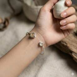 Pulsera de Plata brazalete con Cuarzos