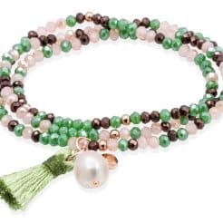 pulsera de plata para mujer verde y marrón de marina garcía