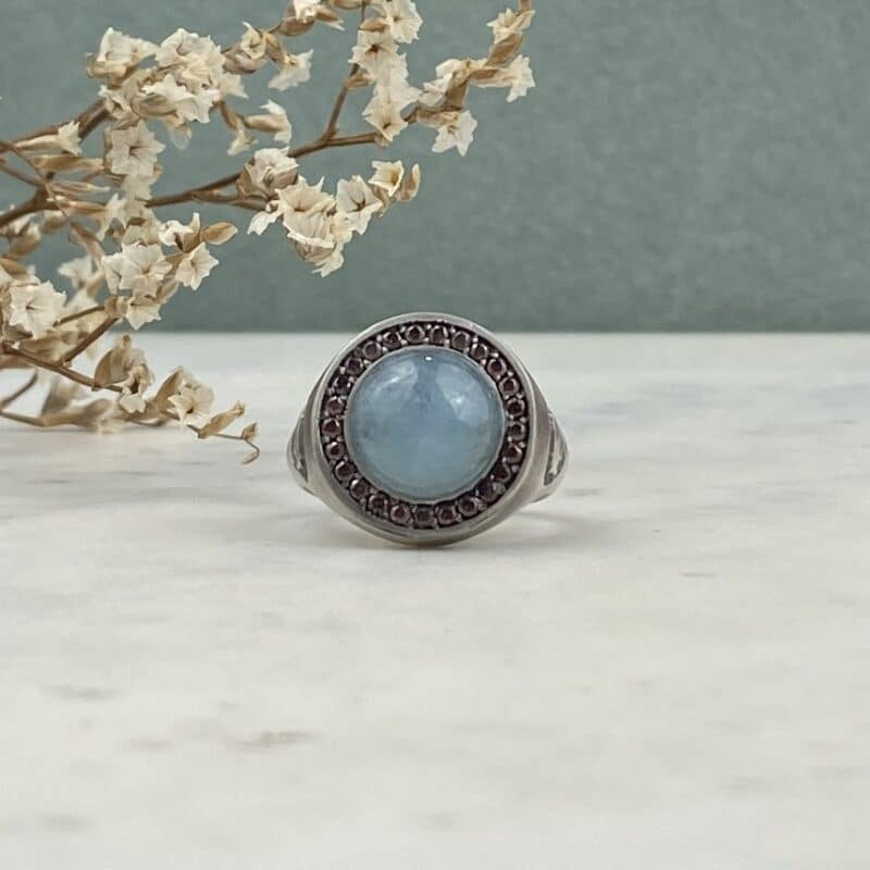 Anillo de plata con aguamarina