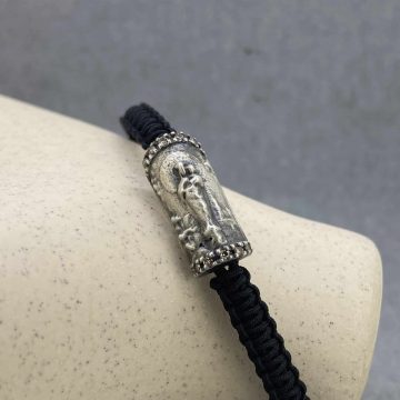 Pulsera Virgen del Pilar con Diamantes nylon negro