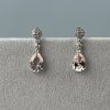 Pendientes de plata para novia con circonita rosa.
