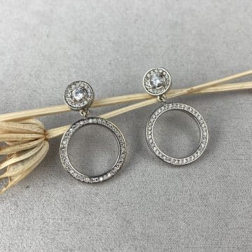 pendientes para evento o novia en plata con circonita blanca