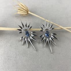 pendientes de plata para evento con piedra azul