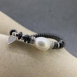 pulsera de moda en plata blanca con perla