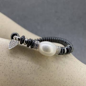 pulsera de moda en plata blanca con perla