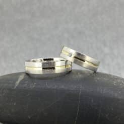 Alianzas de boda en plata y oro sintetizado de 14k · Minimal