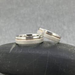 🤍 Alianzas de plata y oro sintetizado modelo Textura