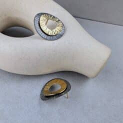 Pendientes de plata círculos concéntricos dorados