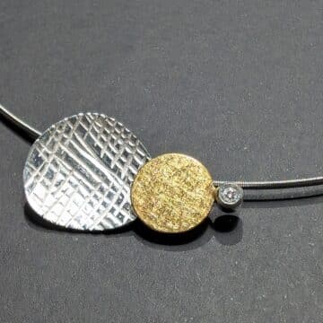 Colgante de plata eclipse blanco amarillo - Imagen 2