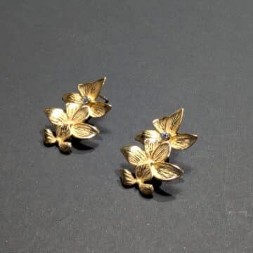 Pendientes plata chapada oro Flor de Sol - Imagen 2